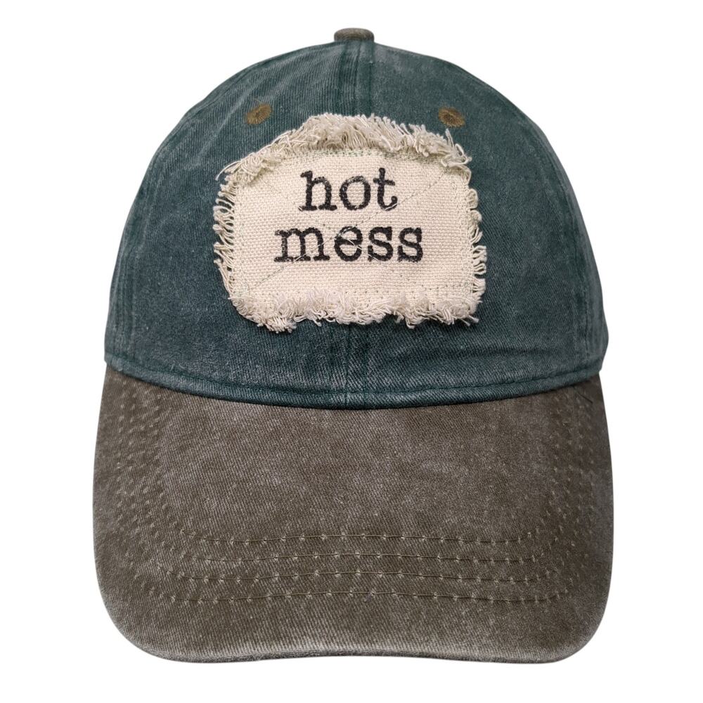 Hot Mess Strapback Baseball Cap Green One Size Adjustable Cotton E-Flag Original